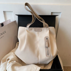 Casual Summer Canvas Tote Bag with Zipper Large Capacity Shopping Satchel for Women Fashionable Style