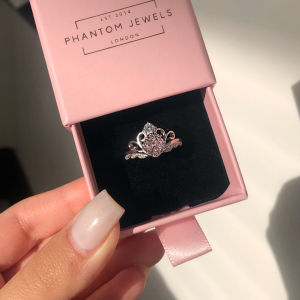 2024 New Arrival Trendy Designer Pink Crown Fashion Ring  for Women Party Valentines Day Gift Jewelry  R8178