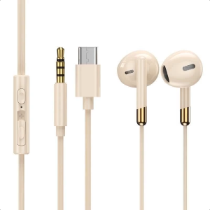【Tipe-C Semua kompatibel】 3.5mm/Type-C Earphone Kabel Chip Digital dengan Mikrofon Hands-Free Calling Subwoofer Music