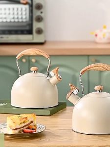 3L Whistling Kettle Wooden Handle Kettle Whistling Food Grade For Induction Cooker Gas Stove even heat distribution