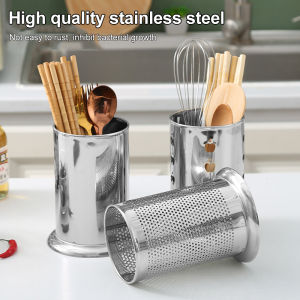 [Same Day Ship] Stainless Steel Cutlery Rack Drain Rack Storage Spoon Chopsticks Tube