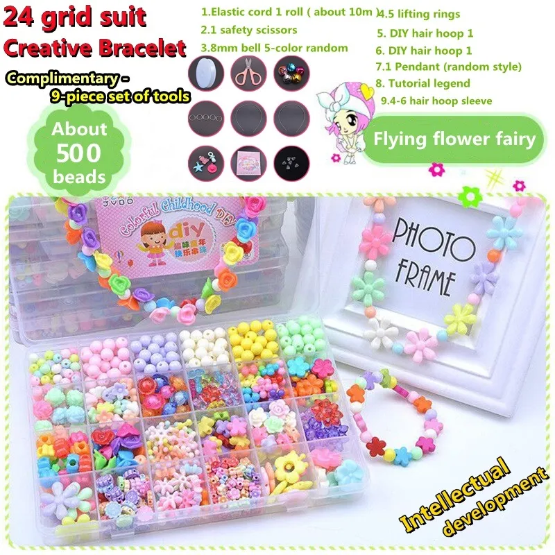 DIY Bracelet Beads Set 24 Grid Jewelry Kids Toy Making Accessories Ring  Necklace Mix Color