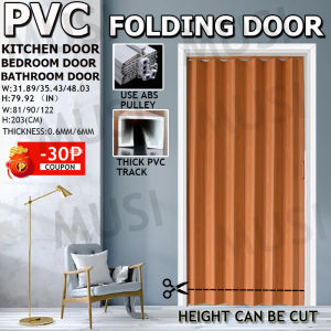 Musi Pvc Folding Door Sliding Door 0.6/6mm Thickness Kitchen Toilet Cloakroom Bedroom Balcony Living Room Partition