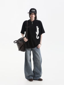 zuocisankon | Slim Fit Cat Pattern Casual T-shirt