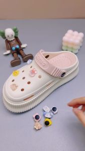 Bộ 10 Sticker Charm 3D chủ đề gà con trong suốt DIY Mayto gắn Dép Cross Dép Sục Cá Sấu JB-146