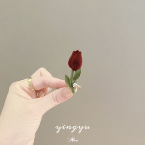 New Year Hair Accessories~ Metal Tulip Red Hair Clip 2025 New High-End Side Bangs Duckbill Clip Korean Style Alloy Hair Accessories