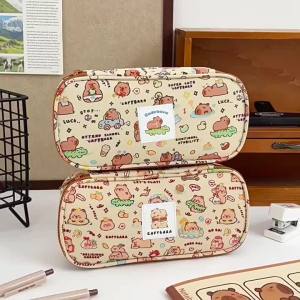 YILQQPER Capybara เครื่องเขียนกล่องดินสอน่ารักกระเป๋ากระเป๋าผ้าอเนกประสงค์แบบพกพากล่องดินสอกระเป๋าเก็บของ