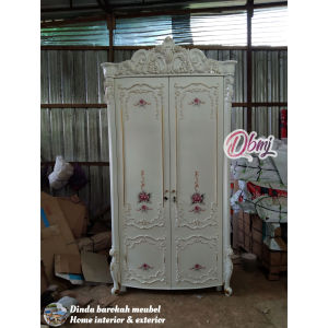 LEMARI PAKAIAN 2 PINTU CUSTOM MODERN LEMARI BAJU LUXURY BOMBAY EROPA CAT DUCO UKIR MEWAH BERKUALITAS