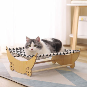 Smartconn Cat Hammock Bed Solid Wooden Removable Washable Cat Bed Pet Sleeping Bed Breathable Fit for Cats and Puppies | Easy to Assemble