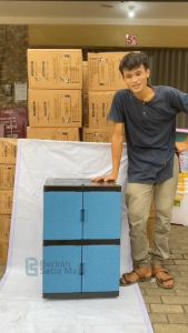 Lemari 2 Susun Jumbo Pakai Tutup Murah Plastik Penyimpanan Baju Serbaguna Akako