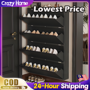 【In Stock-ships within 24H】Metal Ultra-Thin Shoes Cabinet Storage Large Capacity Multi-Layer Shoes Rack Rak/Almari Kasut Bertutup Kabinet Kasut鞋柜鞋架