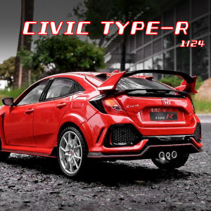 โมเดลรถรถโลหะผสมฮอนด้า Civic Type-R รถ Diecast ไฟเสียงรถคนรักของสะสมวันเกิดสำหรับเด็กของเล่นเด็กผู้ชายของขวัญโลหะ