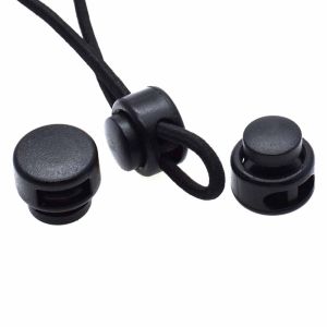 10 Pcs/Pack Cord Lock Toggle Clip Stopper Plastic Black For Bags/Garments Size:15mm*14mm