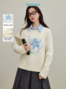 INMAN | Áo Sweater Trắng Thêu Vintage
