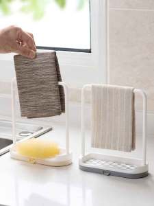 Kitchen Sink Caddy Plastic Drain Rack Dishcloth Holder Sponge Storage Shelf Utensils Bar Home Cleaning Tool No Drilling Needed