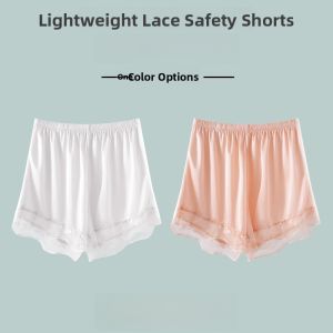 MiiOW | Womens Lace Trim Safety Pants Ice Silk Base Layer Shorts Home Wear Anti-Light New 2025 MiiOW Cat Person Breathable Briefs