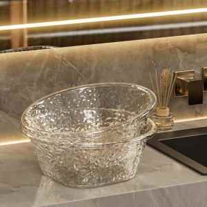 Thick Durable Plastic Wave-patterned Translucent High Appearance Large Face Washing Basin