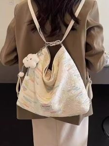 กระเป๋าสะพายข้างผ้าใบ Canvas ขนาดใหญ่ กระเป๋าสะพายไหล่ข้างเดียว กระเป๋าถือแบบสามทาง กระเป๋าสะพายข้างสำหรับเดินทางแบบเกาหลี กระเป๋าผู้หญิง กระเป๋าสะพายข้างแบบลำลอง