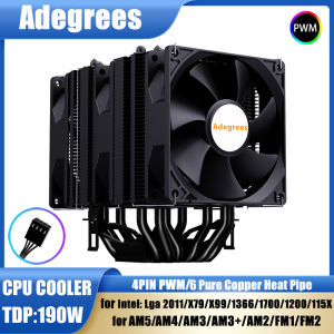 CPU Air Cooler 4PIN PWM 6 Heat Pipe PC Processor Radiator for LGA1700 1200 1150 1151 1155 1156 2011 X99 AMD AM4 AM5 Ventilador