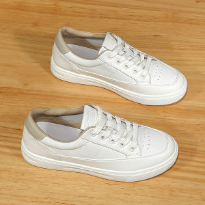 Leather Sneakers Womens Foot Slimming Trendy Breathable Flat Bottom Casual Shoes Versatile Comfortable Rubber Outsole