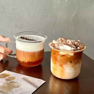 Biblio【Ready in Stock】 Transparent Glass Cup Coffee Mug Heat Resistant Cup Milk Cup Coffee Glasses 320ml