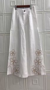 JUNE LINEN-QD07 Quần tây nữ 100% Linen Thêu chân định lượng 200gsm ống rộng. Chưa washed.