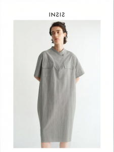 INSIS FEMME | New Chinese Style Enzyme Sand Washed Cotton Dual Wear Overlapping Collar Egg-shaped Dress