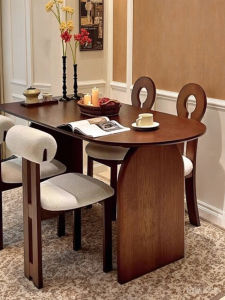 Elegant Oval Shaped Solid Wood Dining Table European Style Luxury Minimalist Living Room Island Desk Office Table Customizable