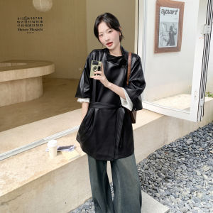 Black Fashionable PU Leather Jacket Womens Outerwear 2025 Autumn Season Versatile Street Style Short Zipper Coat