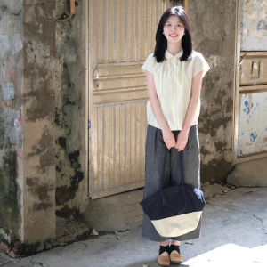 Summer New Loose Feelings Tea System Small Flying Sleeve Shirt Casual Wide Leg Nine Points Pants Two Piece Set Womens Fashion