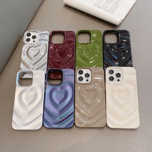 CrashStar Fashion Wavy Heart Glossy Silicone Soft Shockproof Phone Case For iPhone 15 14 Pro Max 13 Pro Max 12 Pro Max 11 Simple Solid Color Phone Casing Cover Shell Hot Sale