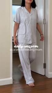 Kalma Bamboo Sleepwear Pajama Set for Women (STONE) | Short Sleeve Button Up Shirt with Long Pants | Andy Collection