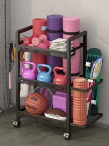 Equipment Yoga Mat Storage Gap Rack Equipment Storage Rack Eco-friendly Healthy Sports Fitness Equipment Home Basketball Hoop Kettlebell Dumbbell Rack Foam Roller with Wheels