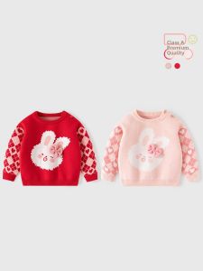 Girl Spring Autumn Long Sleeve Round Neck Rabbit Sweater