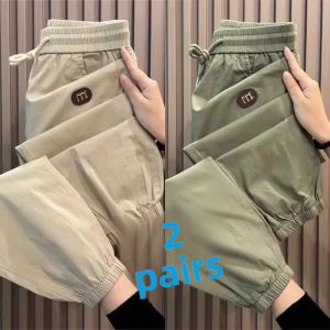 Ice Silk Quick Dry Thin Breathable Casual Pants Loose Summer Work Trousers for Men Lightweight Comfortable Loose Fit Youth Style