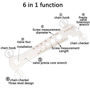 Bicycle Chain Wear Indicator Ruler Repair Tool Stainless Steel Mountain Road Bike Chain Gauge Measurement Checker Screw Diameter