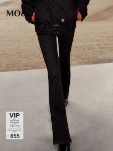 MO&Co. | Rock Style Dark Blue Distressed Flared Jeans