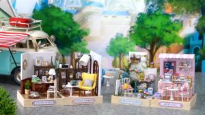 3D DIY Miniature House Mini Store Dollhouse Kit Set Doll House Kit Craft Shop Furniture Valentine Birthday Gift Present Handmade Wooden Craft Shop Furniture LED Light Home Decoration Christmas Gift