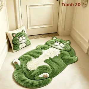 VIKAMA Thảm Mèo Hồng Hình Dạng Không Đều Mềm Mại Dép Nỉ Chống Trơn Trượt Sàn Cho Phòng Ngủ Phòng Khách Bé Gái Trang Trí Phòng Thiết Kế Kitty