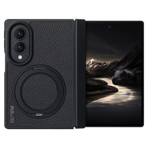 For Samsung Galaxy Z Fold 8 Ultra Fold 8 Fold 7 Case Magnetic 360 Rotate Ring Stand Cover Hinge Protection Lychee Leather Bumper