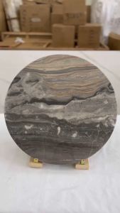 CENTRAL STONE Italian Natural Marble Coffee Side Table Dia45cm -Venice Brown