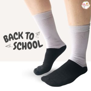 Kaos Kaki Anak Sekolah SD SMP SMA - Putih Alas Hitam - Hitam Full
