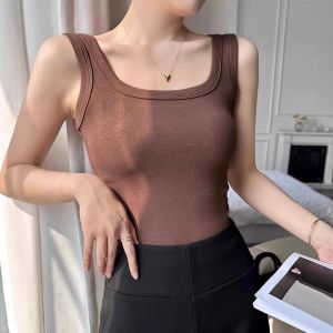 Miiow | Coffee Color Vest Strap Womens Outerwear Thread Slimming Integrated Chest Pad No Bra Needed apparent slimming inner wear top