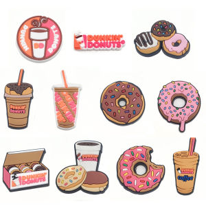 Hot Toys | 11Pcs Cute Doughnut Pink Shoe Charms Pin for Clog Sandal Accessories DIY Shoe Decoration Wristband Women Girl Party X-mas Gifts