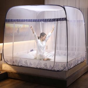 Màn chụp tự bung đỉnh vuông Mùng chụp cao cấp màn gấp có viền chống muỗi