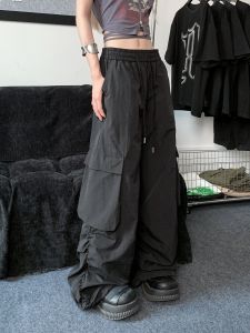 Cool Streetwear Work Pants Straight Leg Thin Quick Dry Wrinkle Resistant Waterproof Womens Casual Trousers Summer Commute