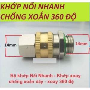 Khớp Nối Nhanh Máy Rửa Xe Khớp Xoay Chống Xoắn Dây Phun Xịt Rửa Xe Ren 14mm Loại Tốt