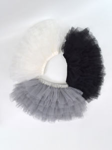 Princess Style Girls Half Skirt Mesh Puffy Skirt Baby Infant Short Cake Skirt Summer Season Polyester Fiber Pure Color