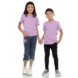Kaos Polos Anak Oneck Lengan Pendek Bahan Katun Combed 30s Warna Ungu Lilac