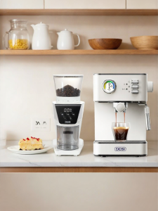 Small Home Espresso Machine with Auto Extraction and Steam Frothing